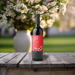 Cherry Blommar Thmet Bröllop Vinflaska Etikett