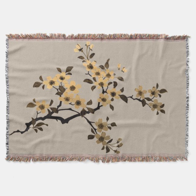 Cherry Blommar Throw Blanket Filt (Framsidan)
