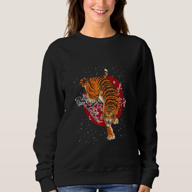 Cherry Blommar Tiger T Shirt (Framsida)