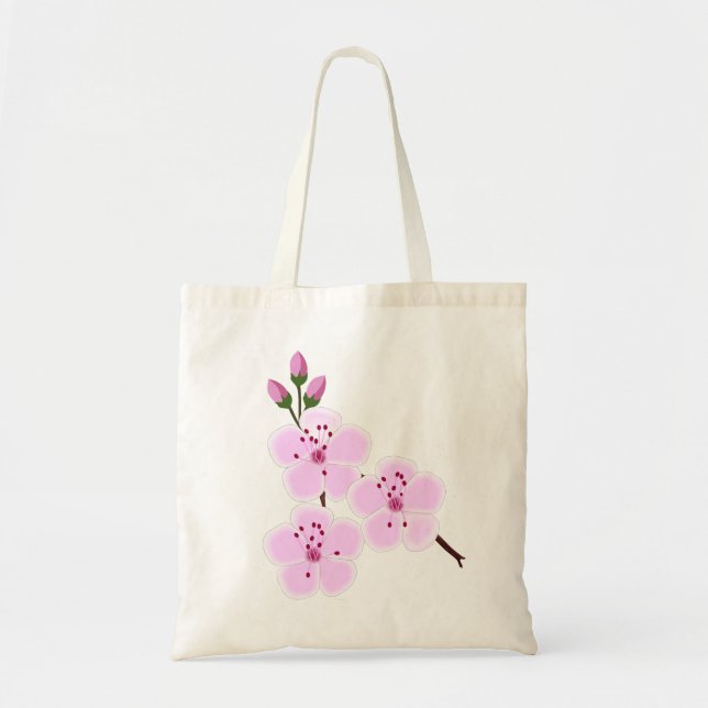 Cherry Blommar Tote Bag Tygkasse (Framsidan)