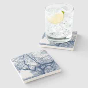 Cherry Blommar Träd, Delfts Blue Stone Underlägg