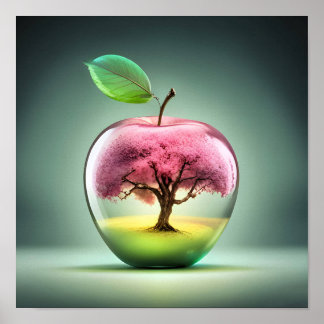Cherry Blommar Träd Glass Apple Lisa-Dawn Design Poster