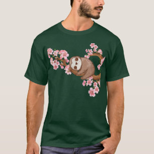 Cherry Blommar Träd Japansk Art Sloth Älskare T Shirt