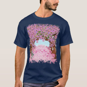 Cherry Blommar Träd Japanska Sakura Hummingbird W T Shirt