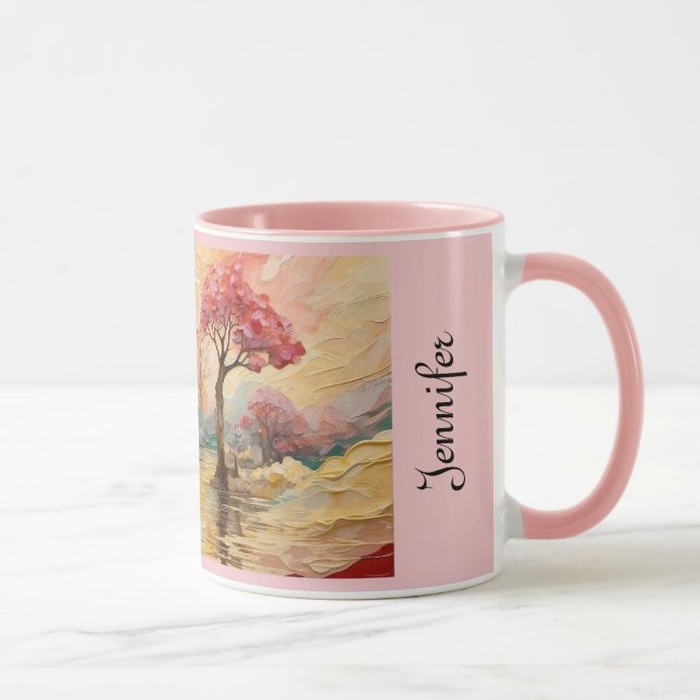 Cherry Blommar träd med anpassade text Mugg (Höger)