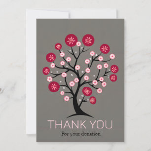 Cherry Blommar Träd Tack för donation Julkort