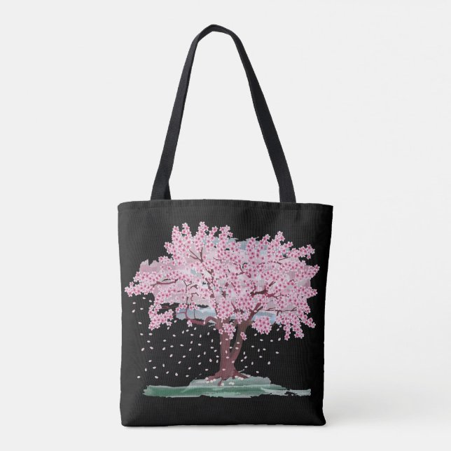 CHERRY BLOMMAR TRÄD TOTE PURSE TYGKASSE (Baksida)