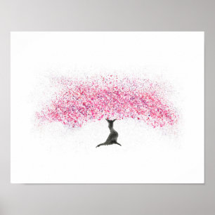 Cherry Blommar Träd Watercolor Poster