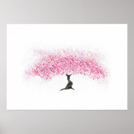 Cherry Blommar Träd Watercolor Poster