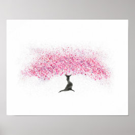 Cherry Blommar Träd Watercolor Poster