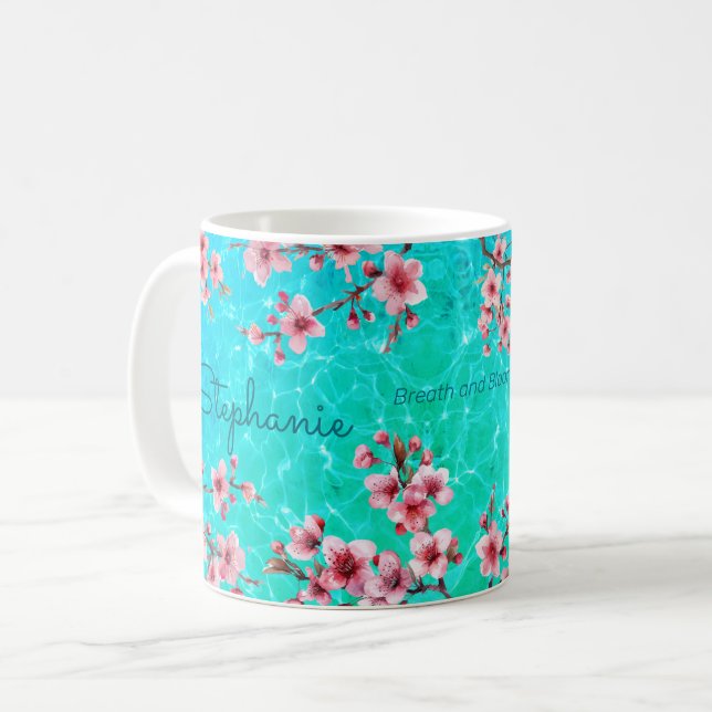 Cherry Blommar Tropical Ocean Kaffemugg (Framsida vänster)