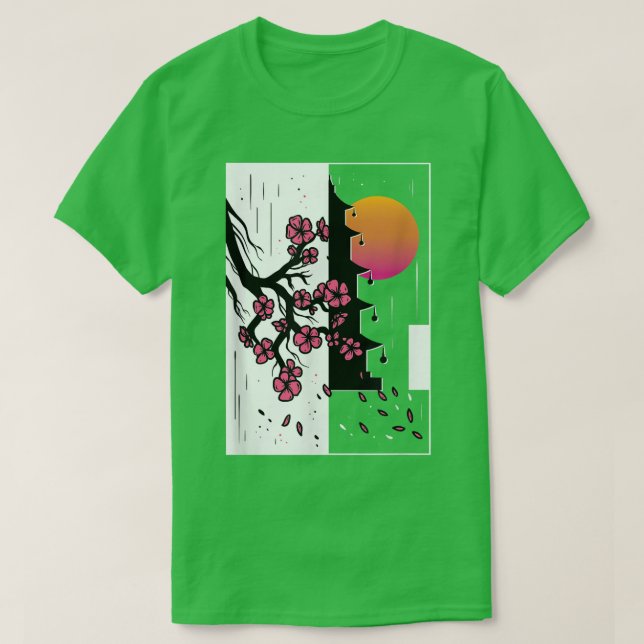 Cherry Blommar Vaporwave Sakura Japansk estetisk T Shirt (Design framsida)
