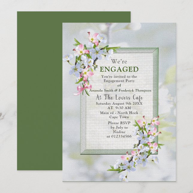 Cherry Blommar Vår Party Inbjudningar (Fram/baksida)