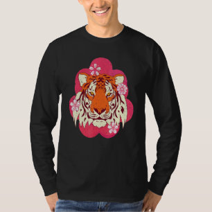 Cherry Blommar Vild Animal Sakura Asian Cat Tiger T Shirt