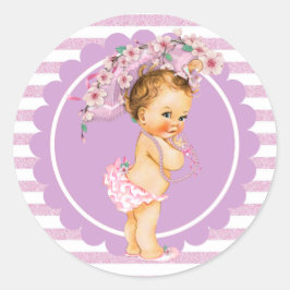 Cherry Blommar Vintage Little Princess Baby Sticke Runt Klistermärke