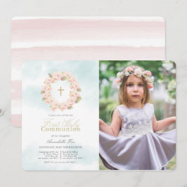 Cherry Blommar Wandeand Photo First Heliga Communi Inbjudningar