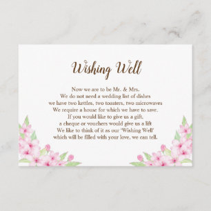 Cherry Blommar Watercolor Bröllop Gift Guide Card Tilläggskort