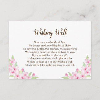 Cherry Blommar Watercolor Bröllop Gift Guide Card Tilläggskort