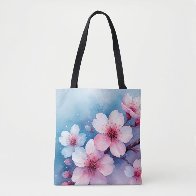 Cherry Blommar Watercolor Dream Tote Tygkasse (Framsida)