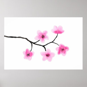 Cherry Blommar Watercolor Poster