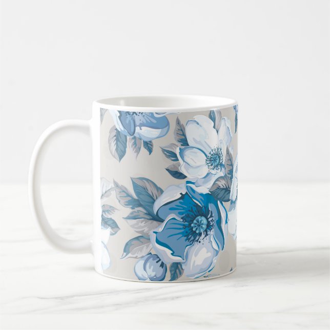 Cherry Blommar Watercolor: Seamless Apple Träd Pat Kaffemugg (Vänster)