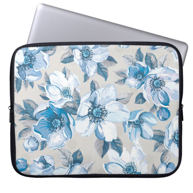 Cherry Blommar Watercolor: Seamless Apple Träd Pat Laptop Fodral (Framsidan)