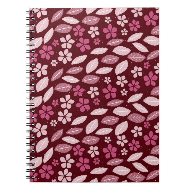 Cherry Blommar Way - Burgundy Spiral Photo Noteboo Anteckningsbok (Framsidan)