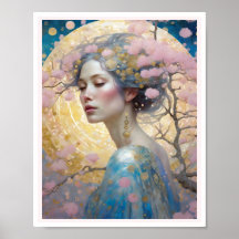 Cherry Blommar Woman Art Deco Circles Rosa Guld