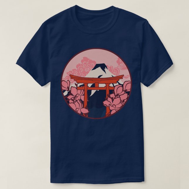 Cherry Blommar Woodblock Japan Art Japan T Shirt (Design framsida)