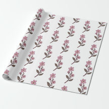 Cherry Blommar Wrapping Papper - White Mönster