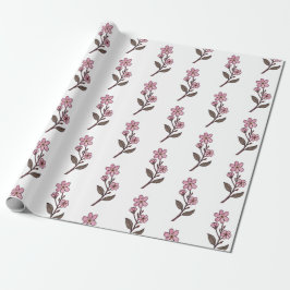 Cherry Blommar Wrapping Papper - White Mönster Presentpapper
