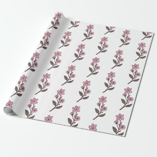 Cherry Blommar Wrapping Papper - White Mönster Presentpapper