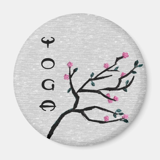 Cherry Blommar - Yoga Magnets Magnet (Framsidan)