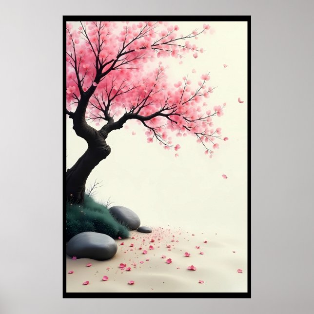 Cherry Blommar Zen Garden Poster (Framsidan)