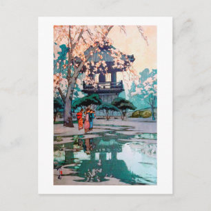 Cherry Blommars and Belfry, Hiroshi Yoshida Vykort