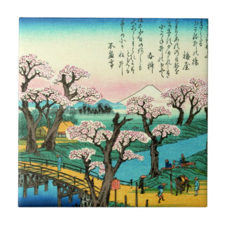 Cherry Blommars and Mount Fuji 1838 Kakelplatta