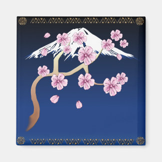 Cherry Blommars and Mt Fuji Magnet
