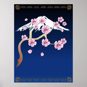Cherry Blommars and Mt. Fuji Poster