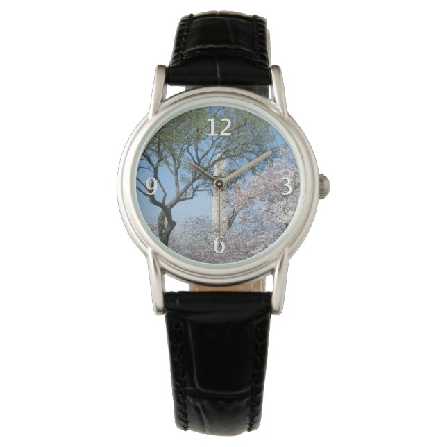 Cherry Blommars and Washington Monument in DC Armbandsur (Framsida)