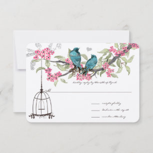 Cherry Blommars Aqua Birds and Birdcage OSA Kort