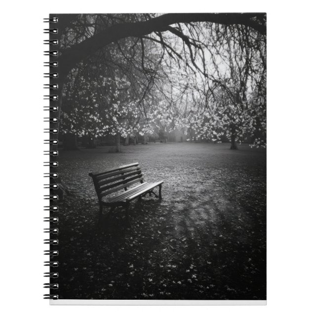 Cherry Blommars Bench Sunrise Notebook Anteckningsbok (Framsidan)