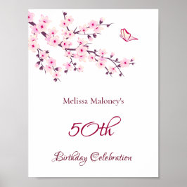 Cherry Blommars Birthday Anpassningsbar Birthday Poster