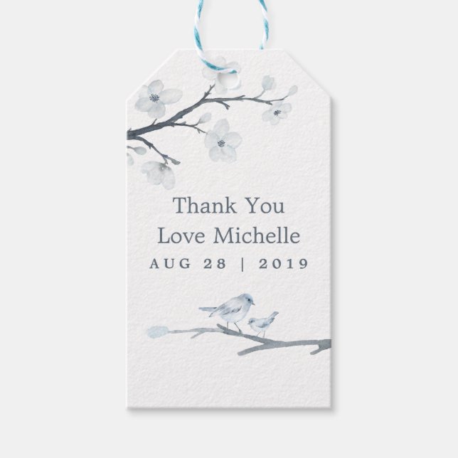 Cherry Blommars Blommigt Baby Shower Presentetikett (Framsidan)