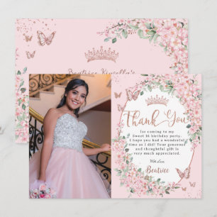 Cherry Blommars Blommigt Butterflies Sweet sixteen Tack Kort