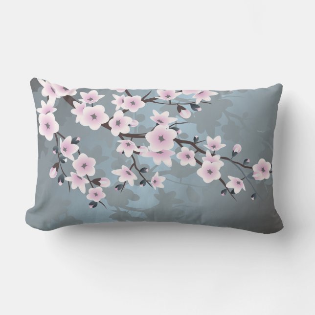 Cherry Blommars Blommigt Dusty Rosa Blue Lumbarkudde (Framsida)