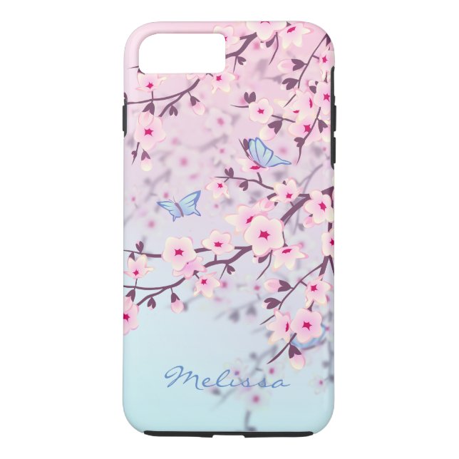 Cherry Blommars Butterflies Pastel Case-Mate iPhone Skal (Baksida)