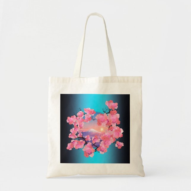 Cherry Blommars by Mount Fuji in blue Tygkasse (Framsidan)