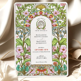 Cherry Blommars & Cornblommor Art nouveau Bröllop Inbjudningar