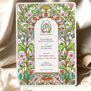 Cherry Blommars & Cornblommor Art nouveau Bröllop Inbjudningar