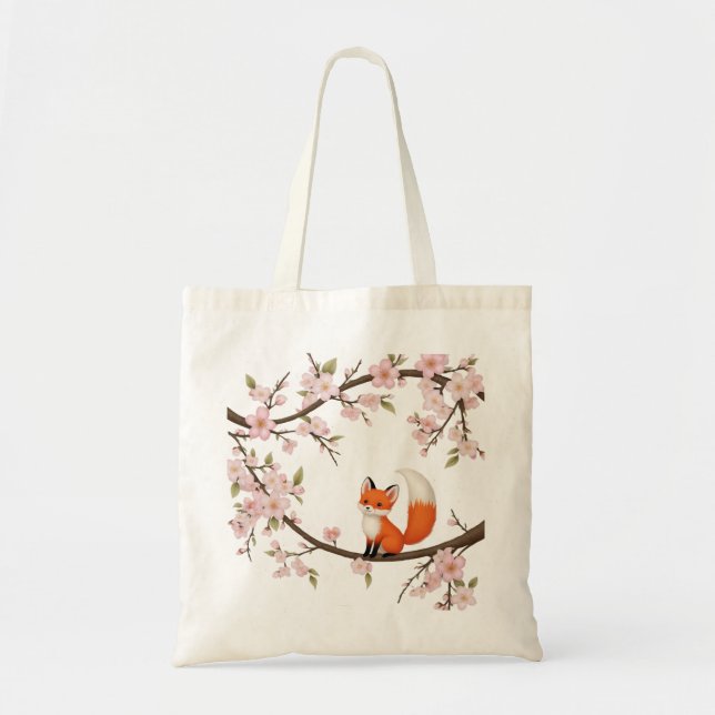 Cherry Blommars & Cute Fox - Artistic Budget Tote Tygkasse (Framsidan)